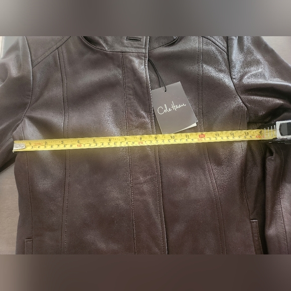 Cole Haan Women's Wing Collar Leather Jacke - Brown (Sz Small) - Picture 8 of 9